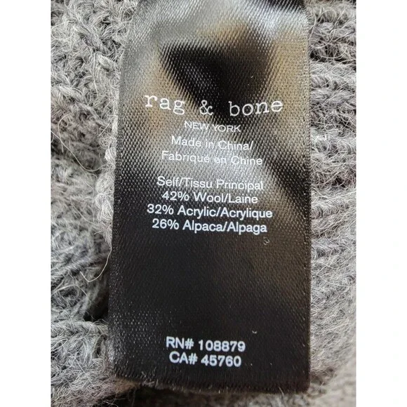 rag & bone Madix Wool-Alpaca Polo Sweater Women's S Charcoal Heather Pullover - Picture 8 of 14